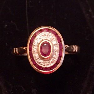 14k Yellow Gold Genuine Ruby & Diamond Ring
